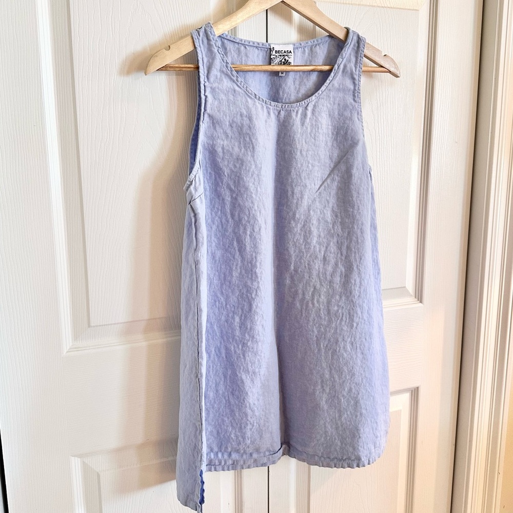 Linen Blend Lavender Sleeveless Tunic — - Picture 2 of 10